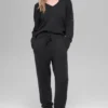 Pull oversize en laine et cachemire « New Class » à col en V – Noir