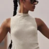 Pull sans manches en maille « Sweater Knit Unwind » - Avoine chiné