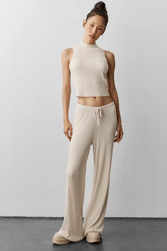 Pull sans manches en maille « Sweater Knit Unwind » - Avoine chiné