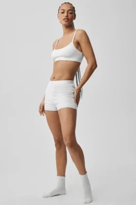 Pull sexy « Be Mine » en maille pointelle – Blanc semi-transparent