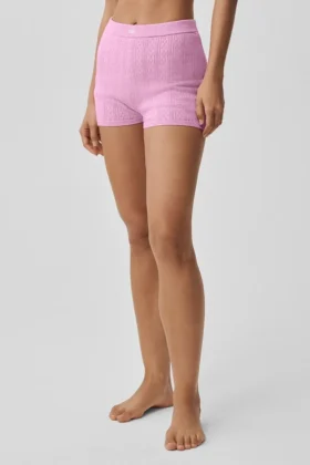 Pull sexy « Be Mine » en maille pointelle – Rose bonbon