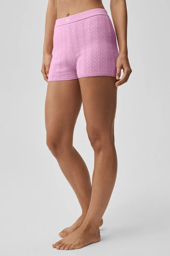 Pull sexy « Be Mine » en maille pointelle – Rose bonbon