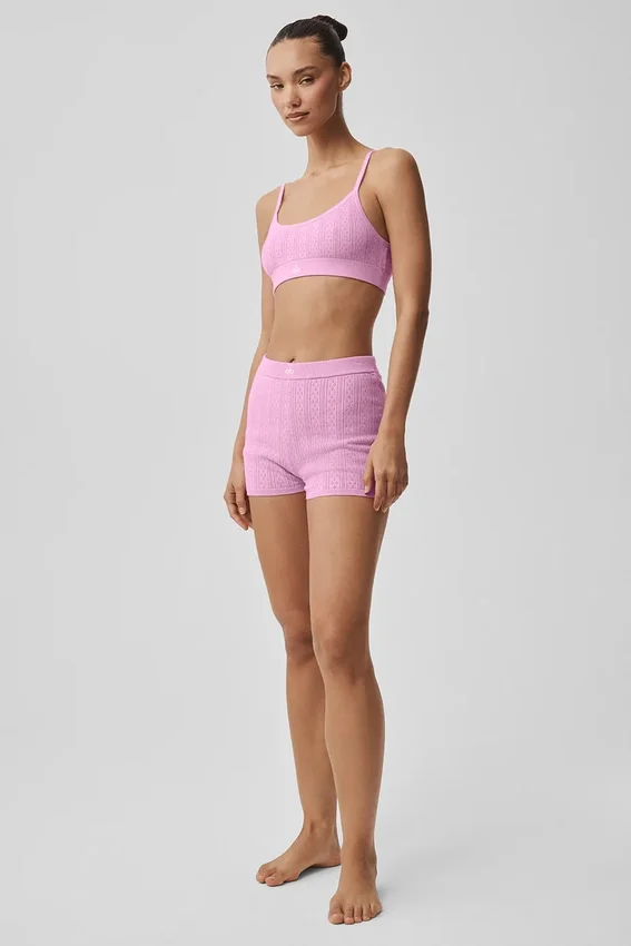 Pull en pointelle « Be Mine » - Rose bonbon