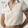 Pull tennis club en maille – Ivoire/Bleu marine