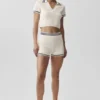 Pull tennis club en maille – Ivoire/Bleu marine