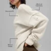 Pull unisexe à col rond « New Class » en laine et cachemire - Beige chiné