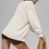 Pull unisexe à col rond « New Class » en laine et cachemire - Beige chiné