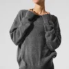 Pull unisexe à col rond « New Class » en laine et cachemire - Gris platine