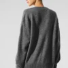 Pull unisexe à col rond « New Class » en laine et cachemire - Gris platine