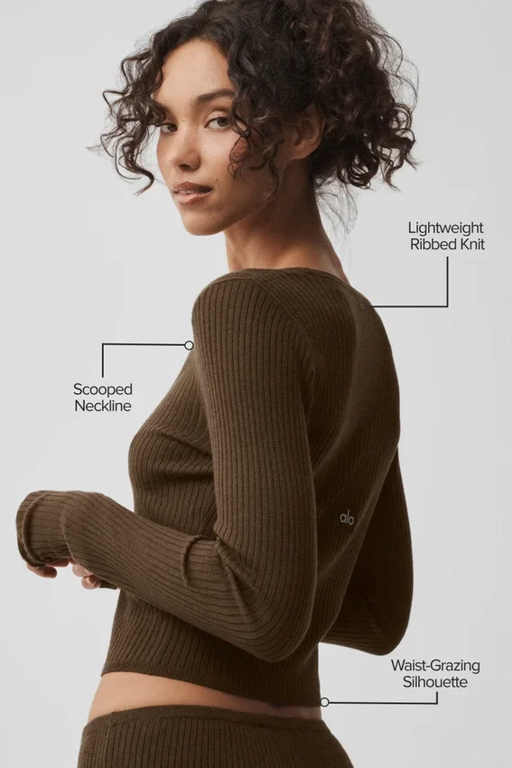 Pull Unwind à manches longues en maille - Espresso