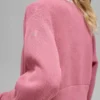 Pull zippé intégral en maille Tennis Club – Rose sauvage/Blanc