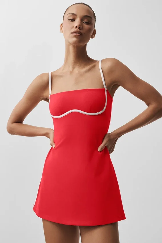 Robe ajustée Airbrush - Rouge vif/Blanc