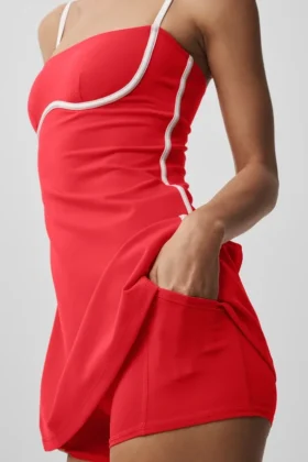 Robe ajustée Airbrush – Rouge vif/Blanc