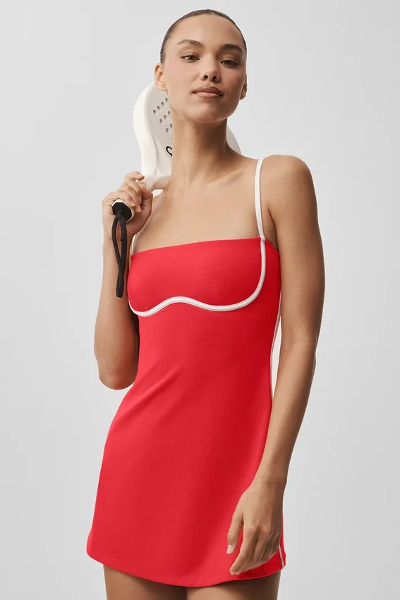 Robe ajustée Airbrush - Rouge vif/Blanc