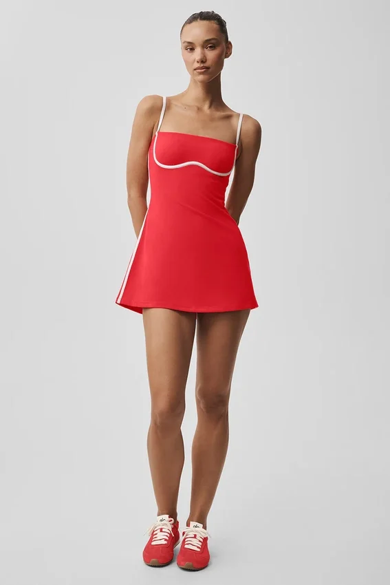 Robe ajustée Airbrush - Rouge vif/Blanc