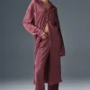 Robe-chemise micro-plissée - Truffe bordeaux