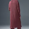 Robe-chemise micro-plissée - Truffe bordeaux