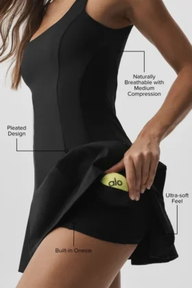 Robe de tennis Alo Softsculpt Topspin – Noir