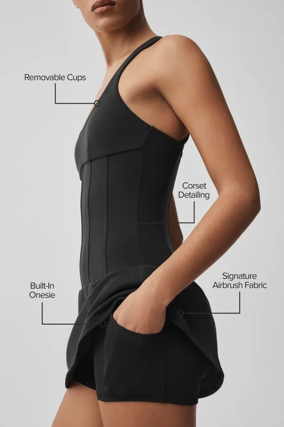 Robe de tennis corset Airbrush Sparks Fly - Noir