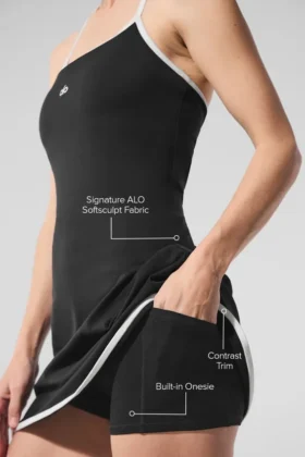Robe de tennis à dos nu Alo Softsculpt – Noir/Blanc