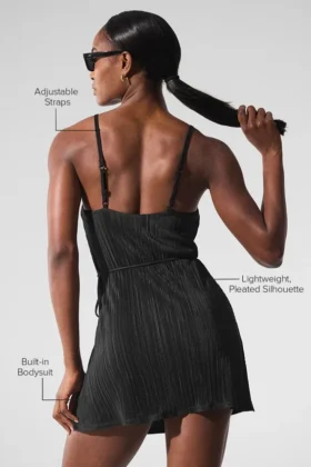 Robe de tennis « Micro Plissé » – Noir