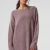 Robe en cachemire moelleux à texture gaufrée - Gris chiné champignon