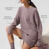 Robe en cachemire moelleux à texture gaufrée - Gris chiné champignon