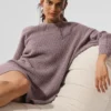 Robe en cachemire moelleux à texture gaufrée - Gris chiné champignon