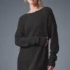 Robe en cachemire moelleux à texture gaufrée - Gris chiné foncé