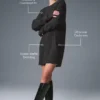 Robe en cachemire moelleux à texture gaufrée - Gris chiné foncé