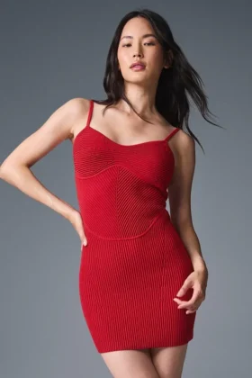 Robe en jersey denim mini - Rouge vif/Rouge foncé vif