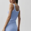 Robe en maille « Tennis Club » - Bleu Provence clair/Blanc