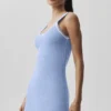 Robe en maille « Tennis Club » - Bleu Provence clair/Blanc