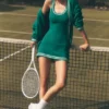 Robe en maille « Tennis Club » - Emerald Isle/Ivoire