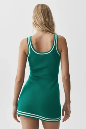 Robe en maille « Tennis Club » – Emerald Isle/Ivoire