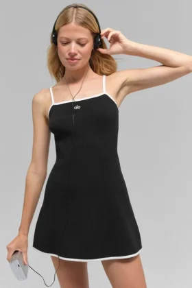 Robe Highline en maille côtelée - Noir/Blanc