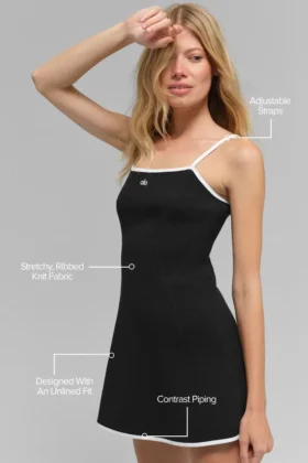 Robe Highline en maille côtelée – Noir/Blanc