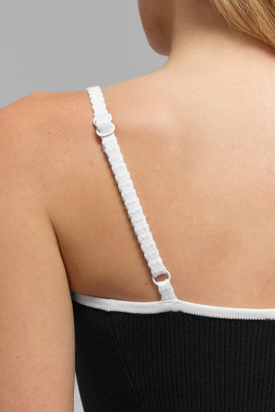 Robe Highline en maille côtelée - Noir/Blanc