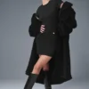 Robe à manches courtes côtelée « Goddess » - Noir