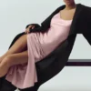 Robe nuisette en soie lumineuse - Rose champagne