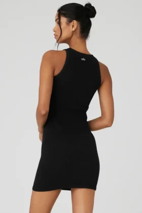 Robe « Warm Nights » sans coutures à côtes – Noir