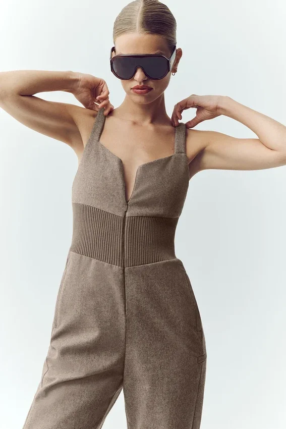 Salopette Bunny Slope en mélange de laine – Alpine Cocoa Heather