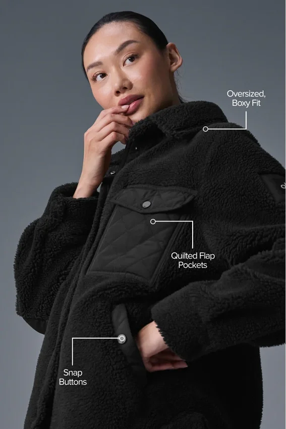 Shacket à bordure en sherpa - Noir