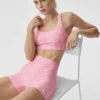 Short ajusté High-Waist Airlift à carreaux, 3" - Carreaux rose paradis