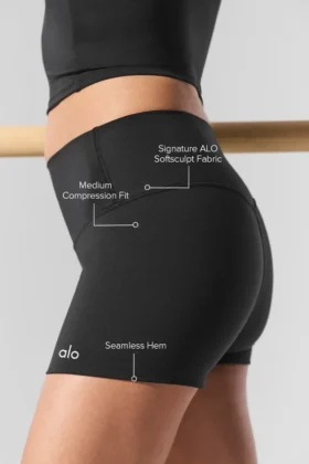 Short Alo Softsculpt High-Waist 3″ — Noir