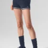 Short court en maille « Tennis Club » - Bleu marine/Ivoire