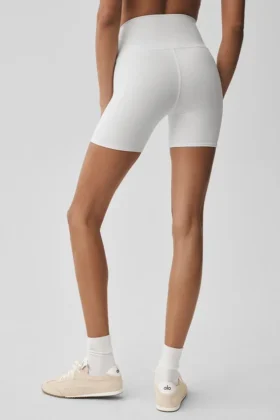 Short de cycliste High-Waist Airbrush 5″ – Blanc