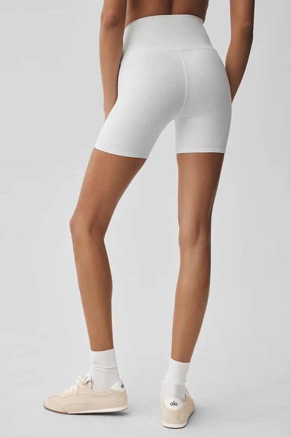 Short de cycliste High-Waist Airbrush 5" - Blanc