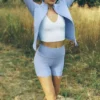 Short de cycliste High-Waist Airbrush 5" - Bleu Provence clair