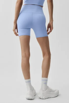 Short de cycliste High-Waist Airbrush 5″ – Bleu Provence clair